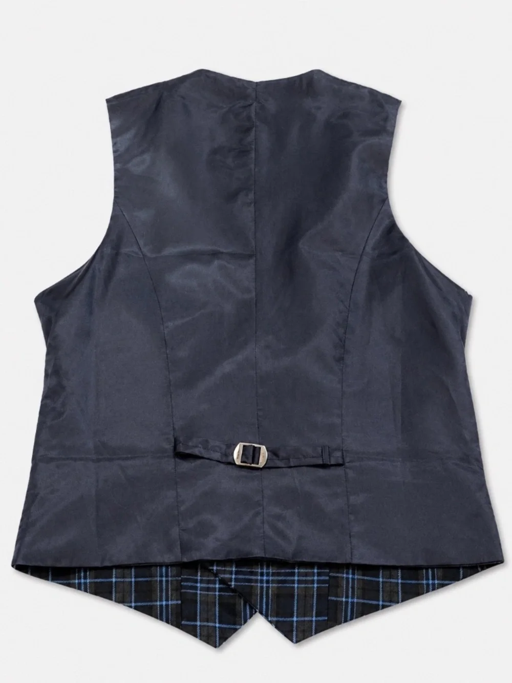 ASOS DESIGN Double Breasted Plaid Suit Vest Navy Blue SIZE 42 NWOT